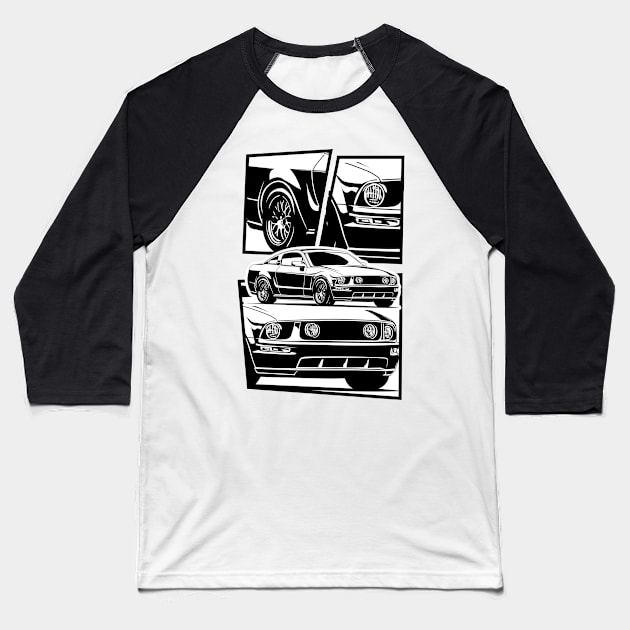 Ford Mustang pony GT 2005 illustration graphics Baseball T-Shirt by ASAKDESIGNS